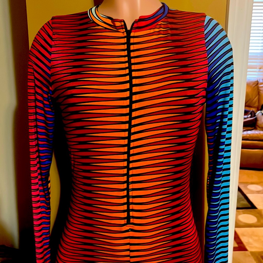 Multi-colored body suit. Large in size. Nice fit.
